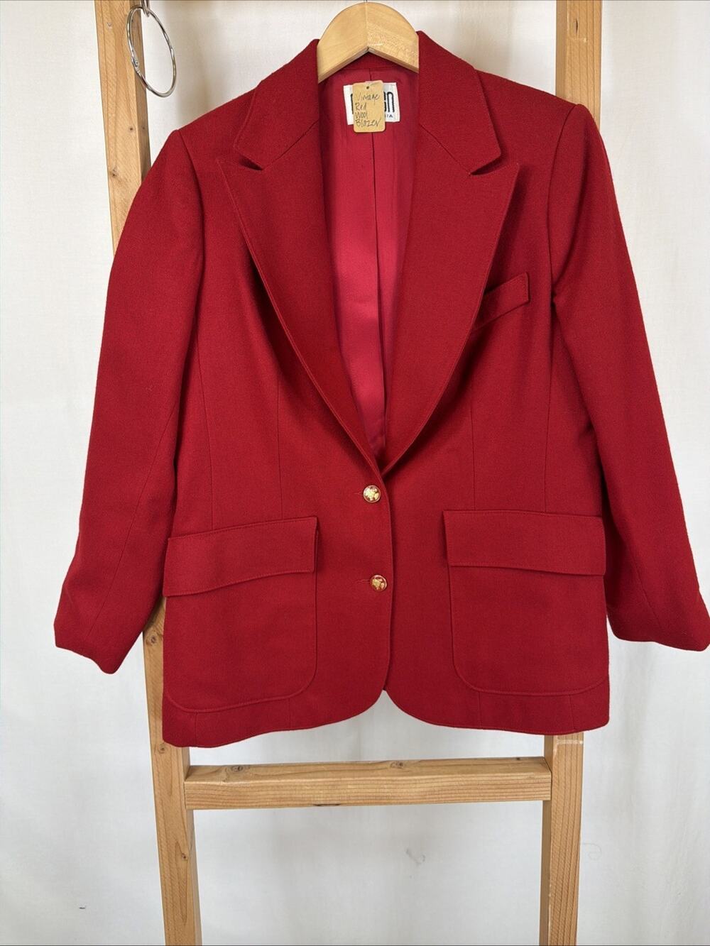 Vintage 80's 90's Norben California Red Wool Blend Blazer #1210 Size M